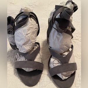 Liliana gray strappy lace up heels